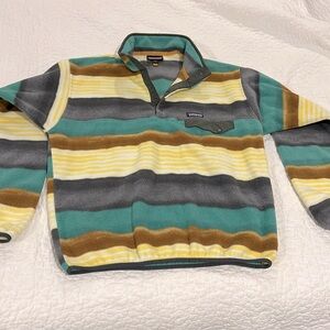 Patagonia Synchilla Pullover Green Grey Yellow Brown Large
